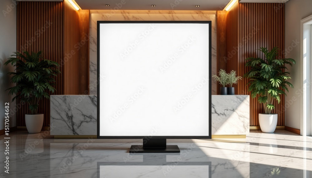 Aufkleber modern empty billboard display in luxurious indoor space with plants