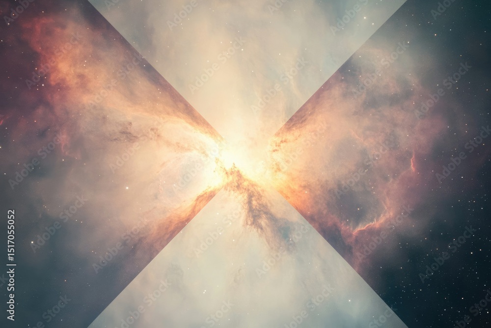 Canvas Prints a stunning cosmic vista of a nebula, bisected by intersecting triangular shapes, showing a brilliant