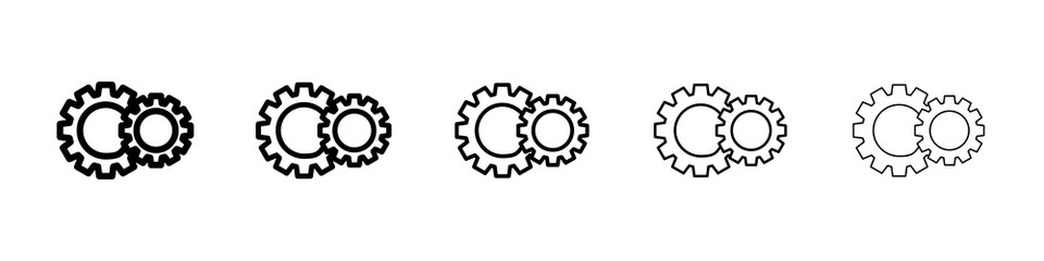 Cogwheel icon graphic set. trendy stroke line style