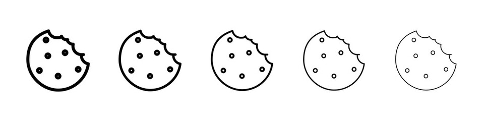 Cookie icon graphic set. trendy stroke line style