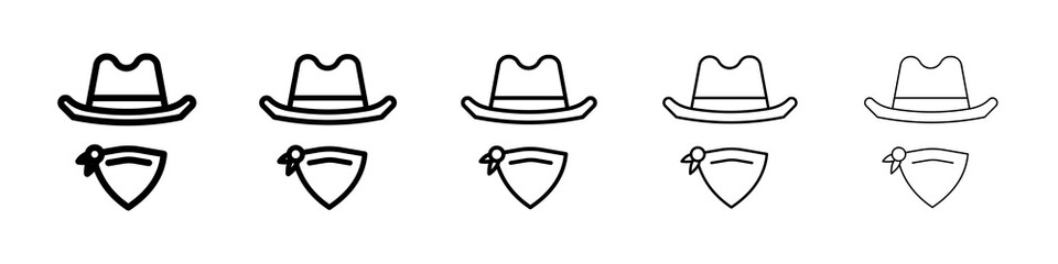 Cowboy icon graphic set. trendy stroke line style