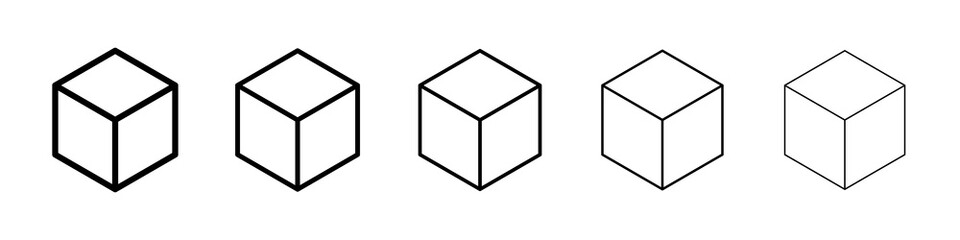 Cube icon graphic set. trendy stroke line style