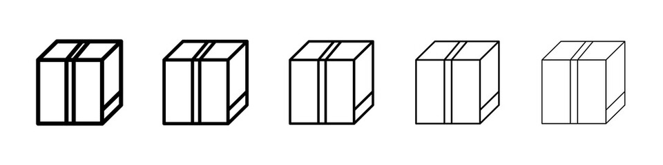 Cube icon graphic set. trendy stroke line style