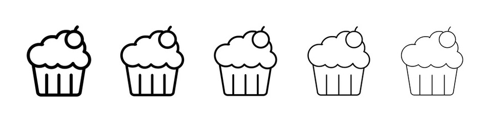 Cupcake icon graphic set. trendy stroke line style