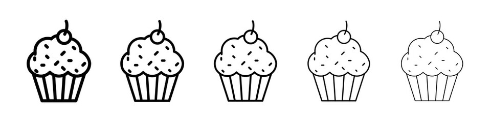 Cupcake icon graphic set. trendy stroke line style