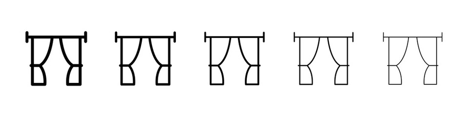 Curtains icon graphic set. trendy stroke line style