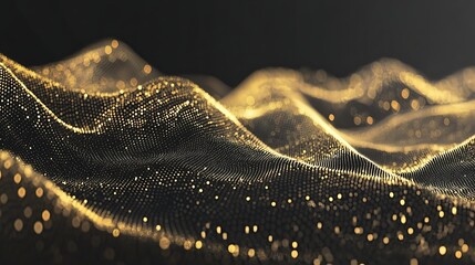 Abstract golden wavy digital landscape