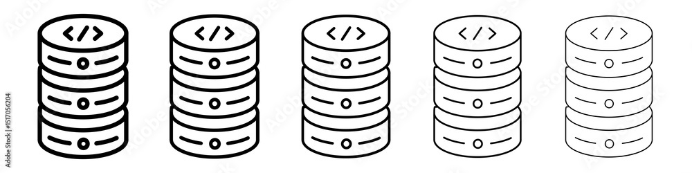 Poster database icon graphic set. trendy stroke line style