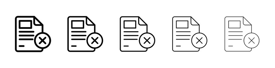 Fototapeta premium Delete Document icon graphic set. trendy stroke line style