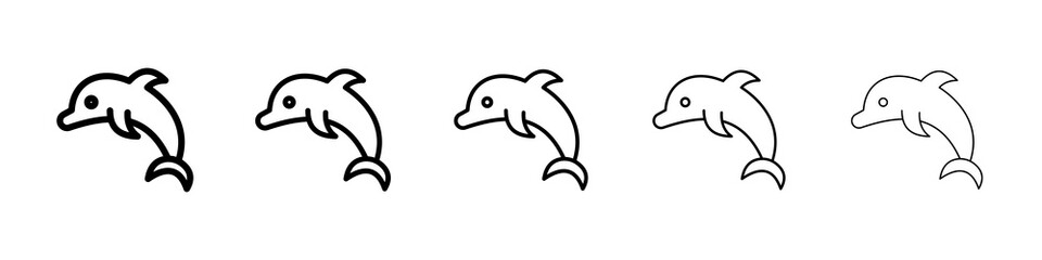 Dolphin icon graphic set. trendy stroke line style