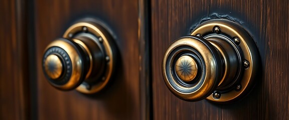 Fototapeta premium close up of a door handle on a wooden door