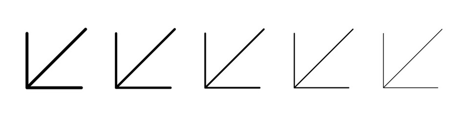 Down left icon graphic set. trendy stroke line style
