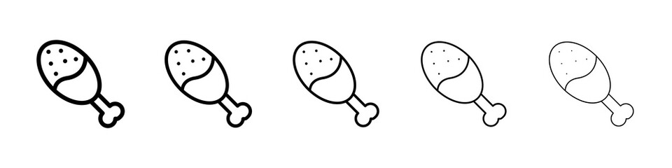 Drumstick bite icon graphic set. trendy stroke line style