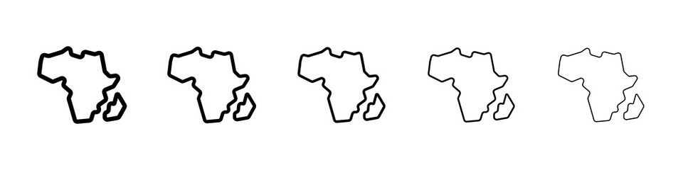 Earth africa icon graphic set. trendy stroke line style