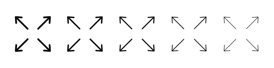 Expand icon graphic set. trendy stroke line style