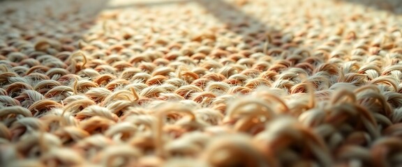 close up view of a carpet made of yarn