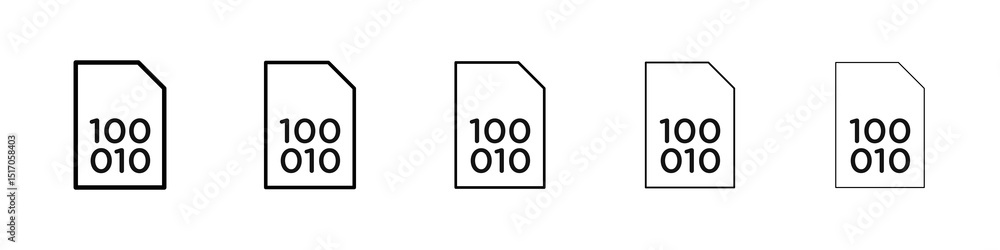 Poster file binary icon graphic set. trendy stroke line style