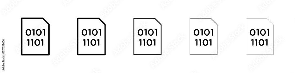 Poster file binary icon graphic set. trendy stroke line style