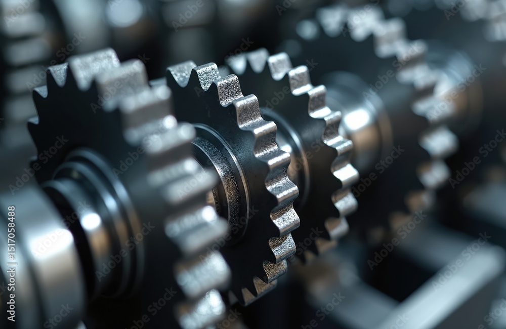 Poster macro shot transmission differential system with rotating gears at different speeds, motion control 