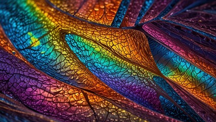 Abstract Iridescent Tissue Under Polarized Light Microscope Close-Up
