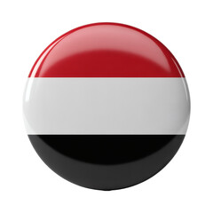 Glossy Round Badge Button Yemen Flag Design, High-Resolution 3D Render