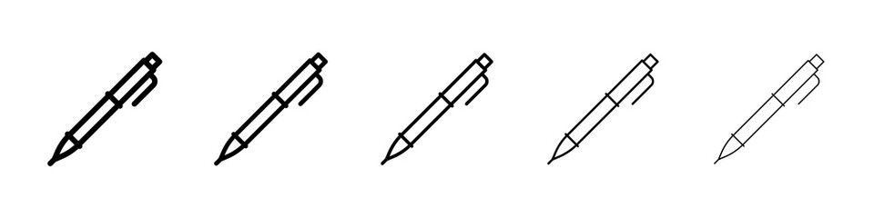 Fountain pen icon graphic set. trendy stroke line style
