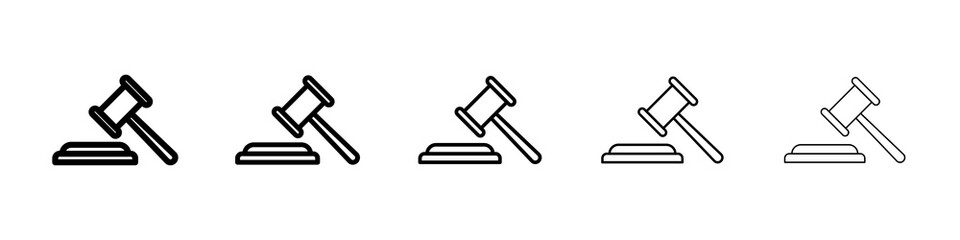 Gavel icon graphic set. trendy stroke line style