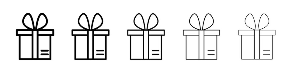 Gift box icon graphic set. trendy stroke line style