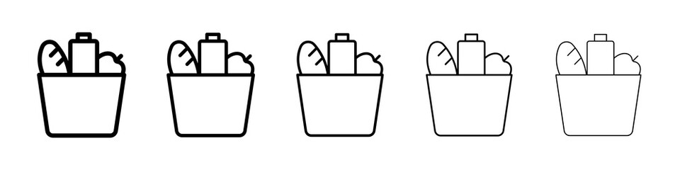 Groceries icon graphic set. trendy stroke line style