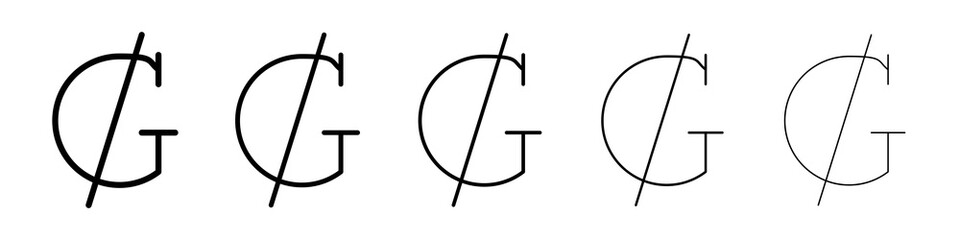 Guarani sign icon graphic set. trendy stroke line style