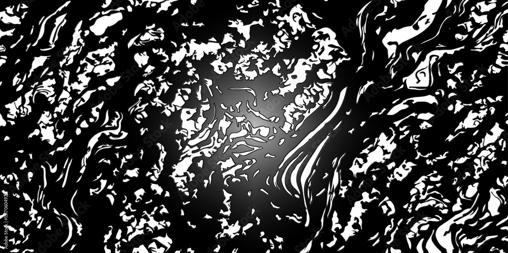 Poster swirling black and white lines creating a fluid marble pattern with a dynamic and visually striking 