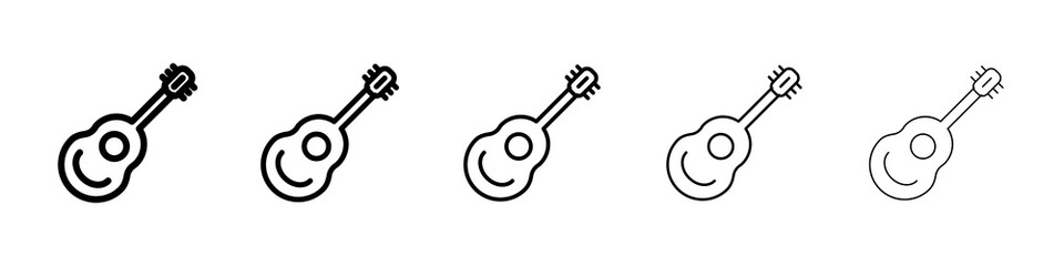 Guitar icon graphic set. trendy stroke line style
