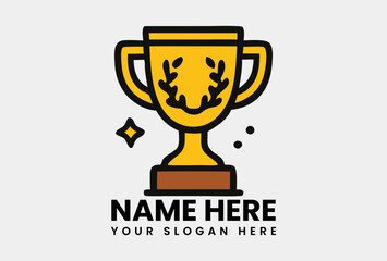 A golden trophy icon with a shiny aesthetic representing success and achievement. Award concept