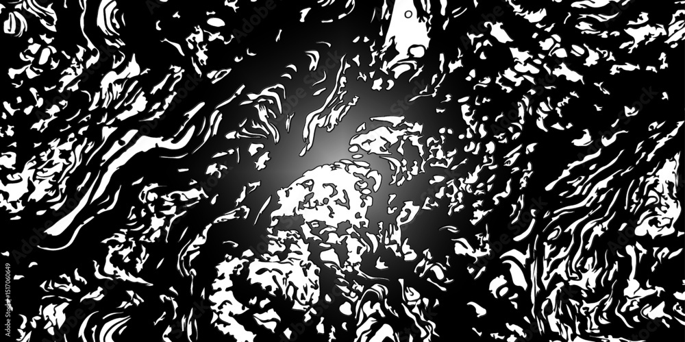 Poster swirling black and white lines creating a fluid marble pattern with a dynamic and visually striking 