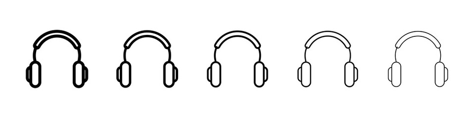 Headset icon graphic set. trendy stroke line style