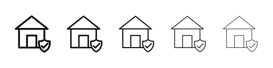 Home insurance icon graphic set. trendy stroke line style