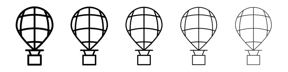 Hot air balloon icon graphic set. trendy stroke line style