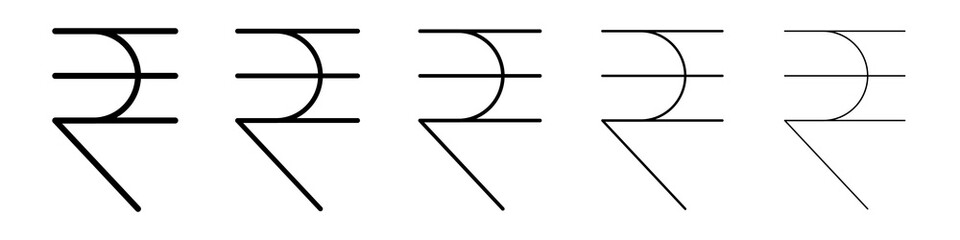Indian rupee icon graphic set. trendy stroke line style