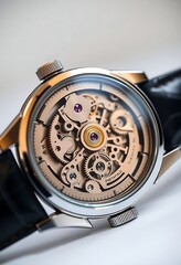 close up of a watch on a white surface