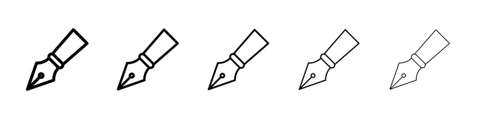 Ink pen icon graphic set. trendy stroke line style