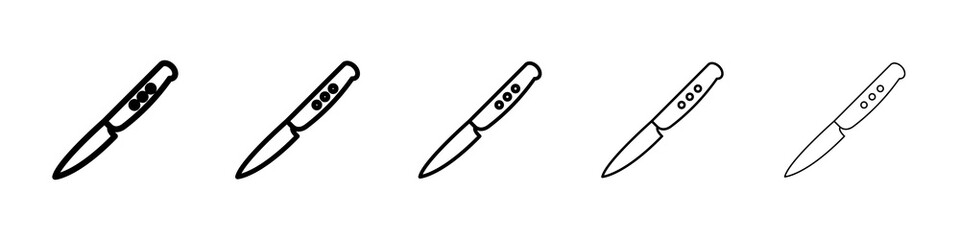 Kitchen knife icon graphic set. trendy stroke line style