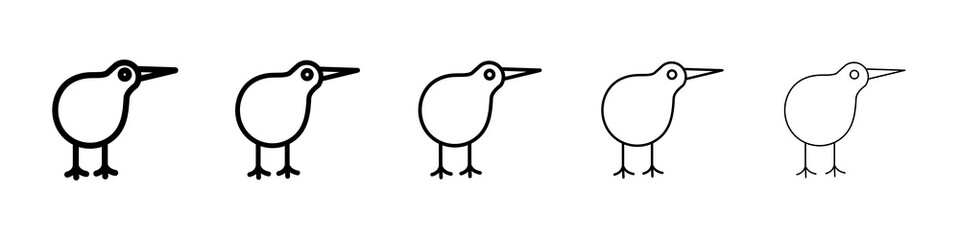 Kiwi bird icon graphic set. trendy stroke line style