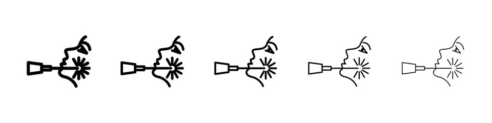 Laser anti aging beauty icon graphic set. trendy stroke line style