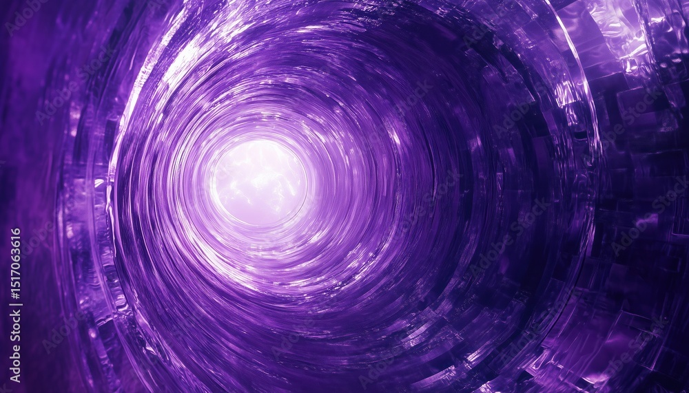 Poster futuristic neon space tunnel with ultra violet rays in cyberpunk style: a high-tech abstract render 