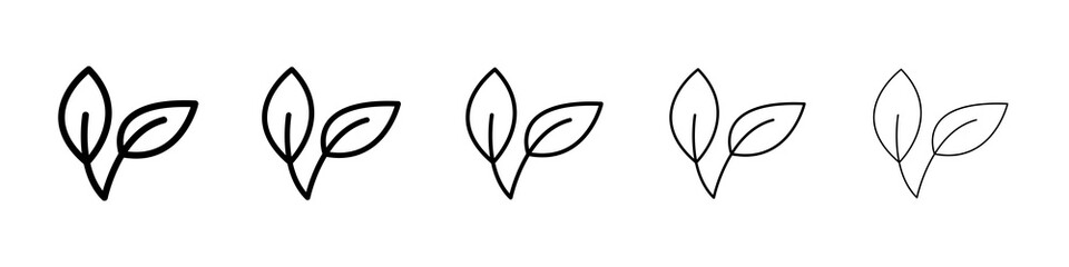 Leafs icon graphic set. trendy stroke line style