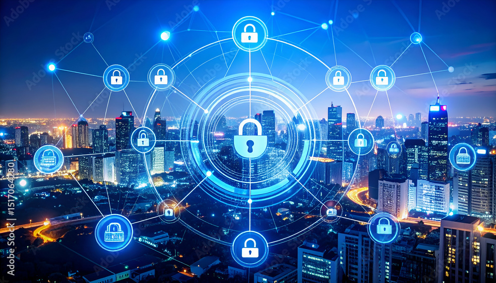 Aufkleber cybersecurity concentric rings of protection – visualizing data security