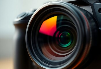 close up of a camera with a lens