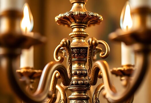 golden chandelier with three candles in it