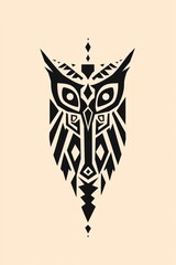 Stylized owl head, tribal design, geometric shapes