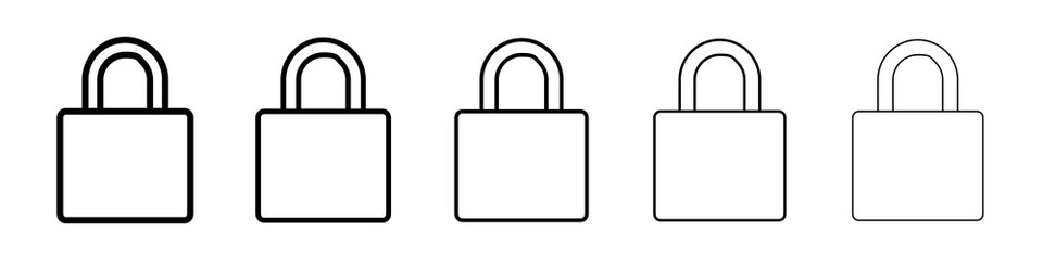 Lock closed icon graphic set. trendy stroke line style